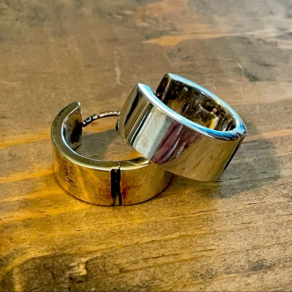 Sterling Silver Thick Hoop Earrings